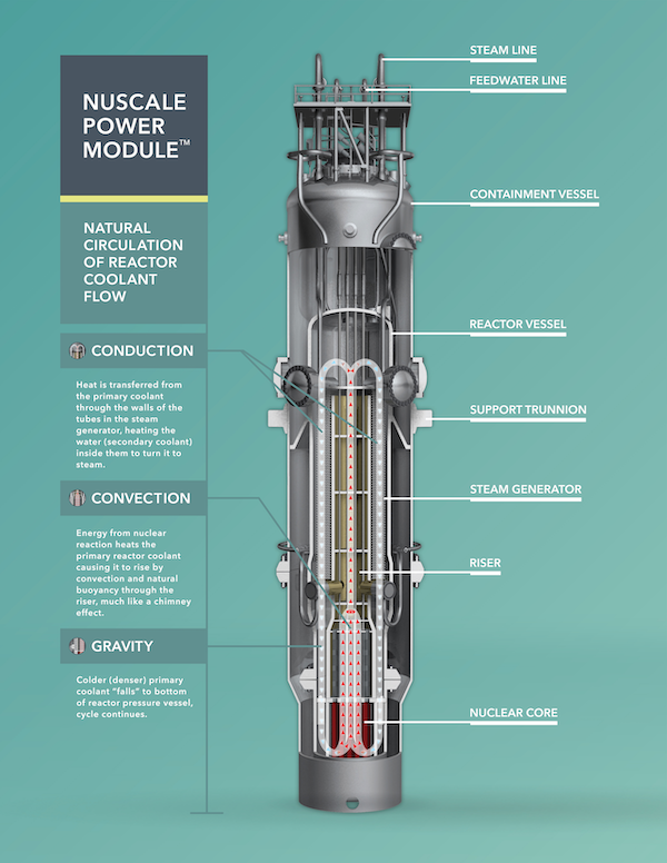 Vue en coupe d'un S.M.R. (petit réacteur nucléaire)